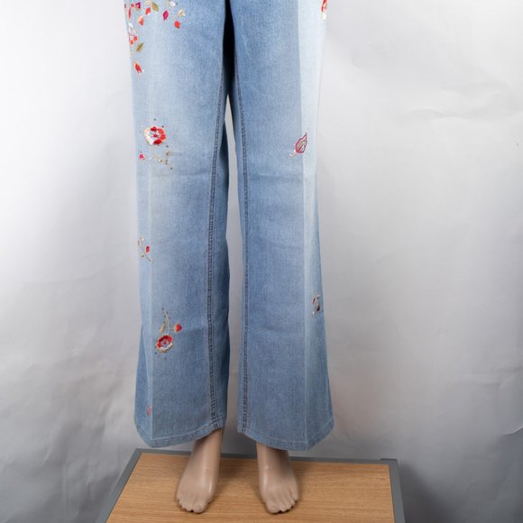 Lana Erica Boot 8 (29 X 30) Women's Jeans Embroidered Floral Design Lightweight - Picture 2 of 11